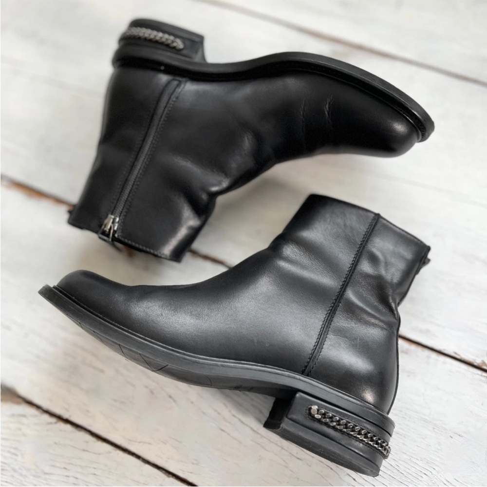 Aquatalia Addison Black Leather Chain Ankle Boots (Size 8) $595 Retail Italy - Picture 4 of 16